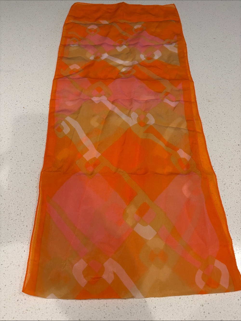 Maje Orange and Pink Abstract Silk Scarf